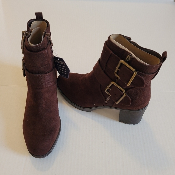 Sonoma Brown Rottweiler High Heel Moto Ankle Boots Sz 10 - Picture 6 of 9